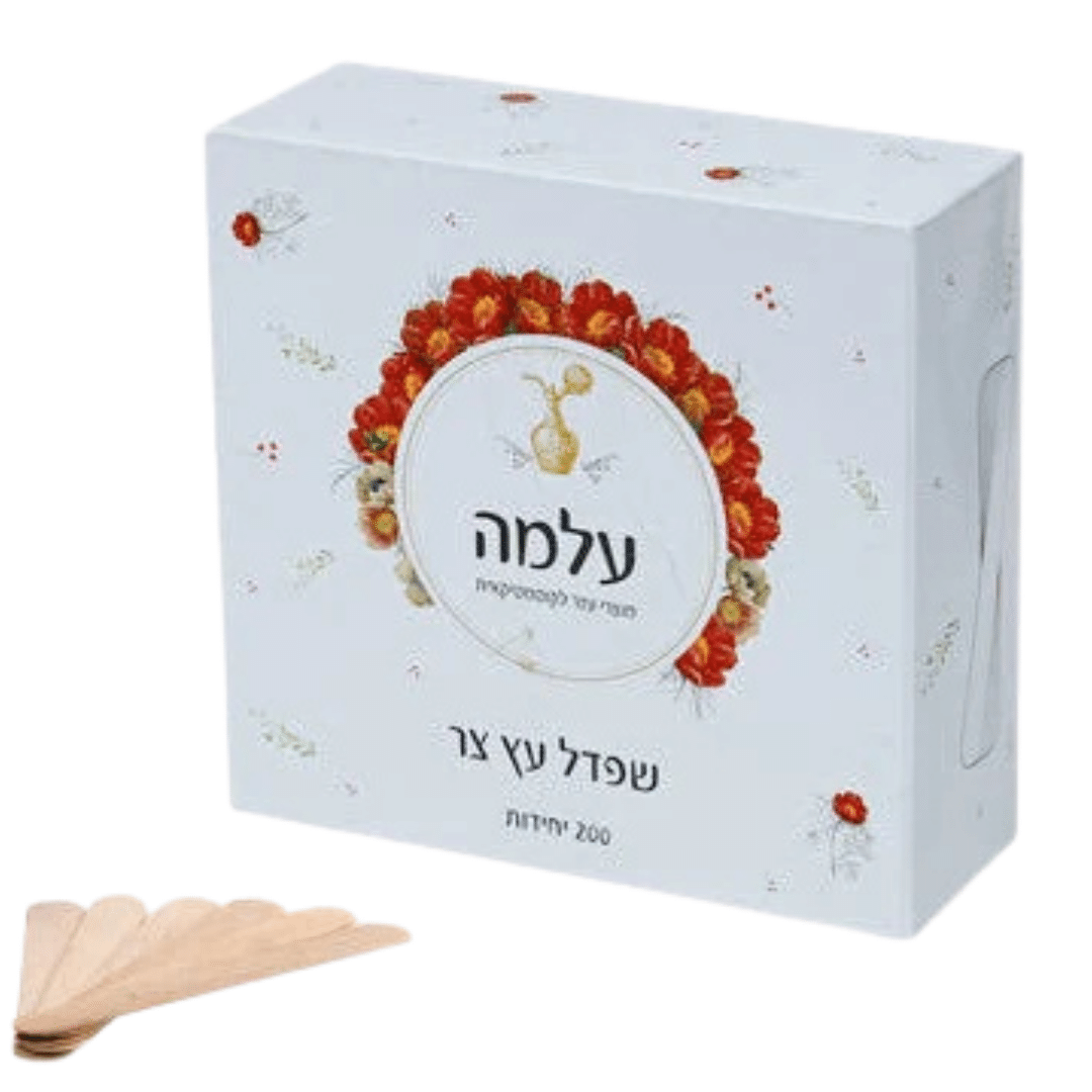 שפדלים עץ צרים שפדל עץ צר להסרת שיער 200 יחידות - מקלות עץ לשעווה מקצועית