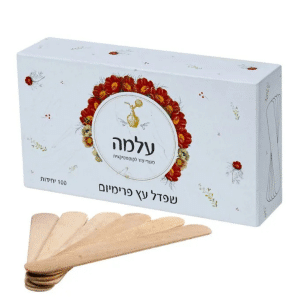שפדל עץ פרימיום להסרת שיער 100 יחידות - מקלות עץ לשעווה מקצועית