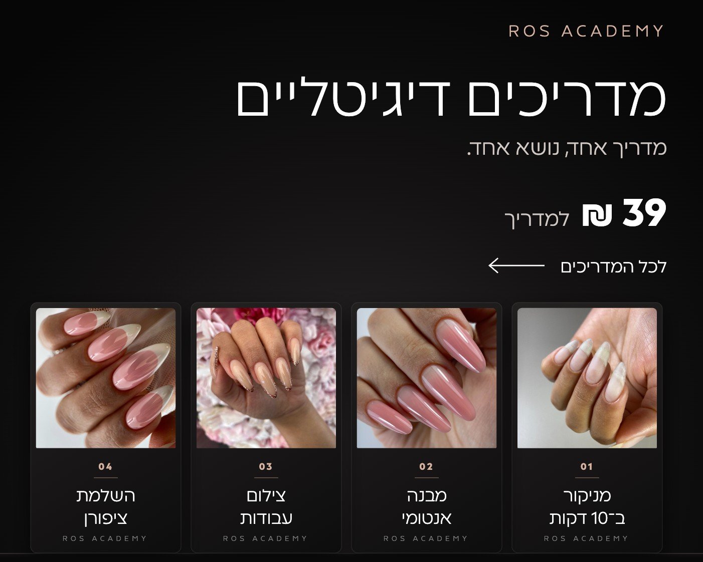 מדריכים דיגיטליים ROS ACADEMY ב־39 ₪ למדריך